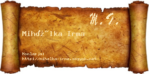 Mihálka Irma névjegykártya
