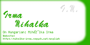 irma mihalka business card
